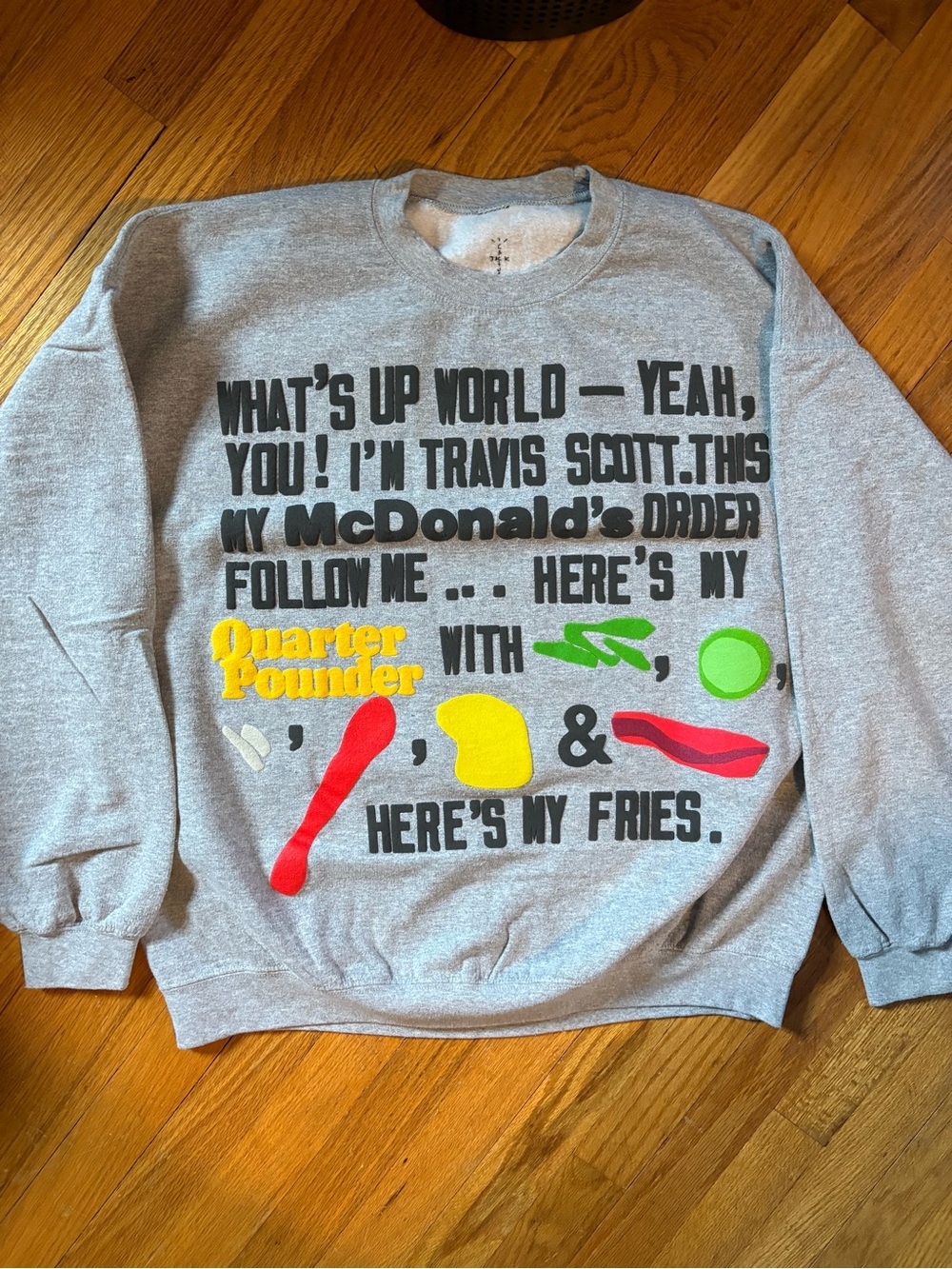 Gray Travis Scott Cactus Plant Flea Market McDonalds Crewneck Sweatshirt